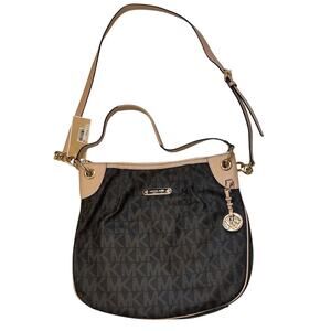 Michael Kors Jet Set  Large Brown Signature Convertible Messenger Cross-body Bag